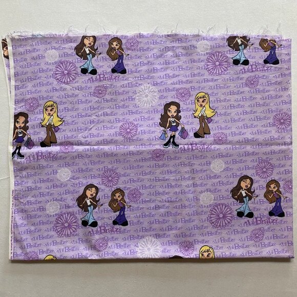 Lil Bratz Sewing Fabric 1 Yard 2004 VTG Purple Retired Out of Print 100% Cotton - Picture 2 of 5